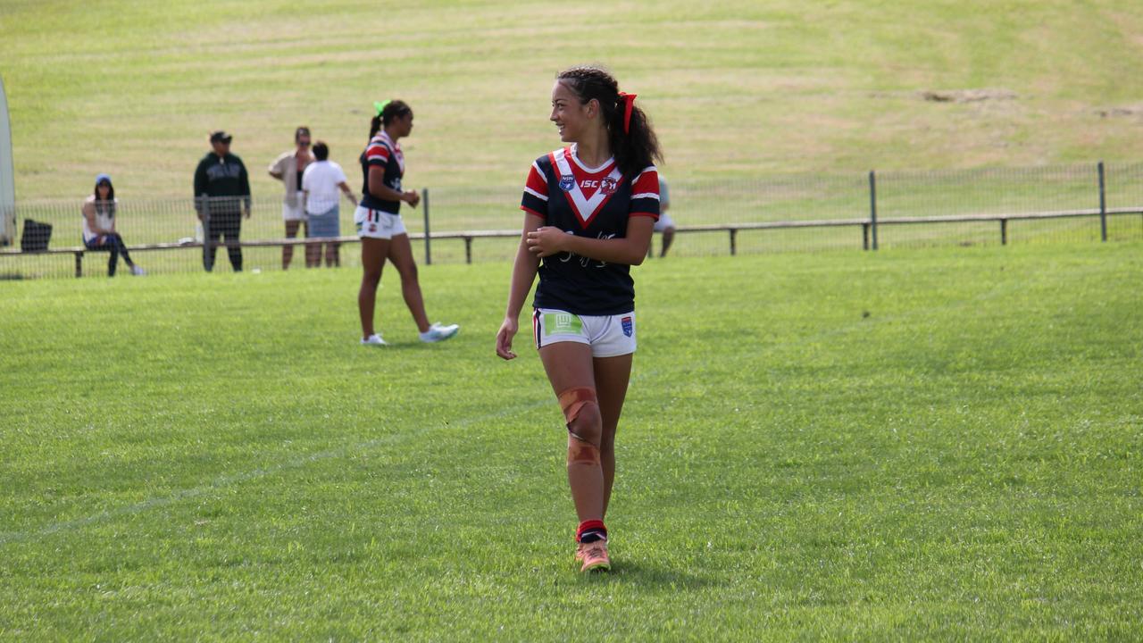 Jaydariah Mapusua of the Sydney Roosters Lisa Fiaola Cup side. Picture: Kevin Merrigan