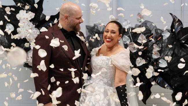 Wedding dress designer Cristina Tridente finally wore one of her own designs as she tied the knot with fiance Petar Filipovic. Picture: Dean Snushall Photography