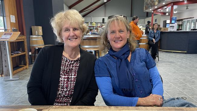 The buzz surrounding the long-awaited reopening of Stanthorpe icon Vincenzo’s has spilt over, with eager patrons ducking in for a sneak peek ahead of its official launch. Pictured: Lyn Strijland and Karol Stica. Photo: Madison Mifsud-Ure / Stanthorpe Border Post