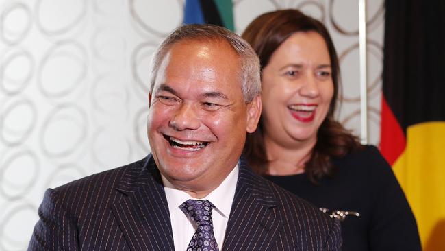 Gold Coast Mayor Tom Tate and Annastacia Palaszczuk at a press conference following their meeting about the 2032 Olympic Games. Picture: AAP/Josh Woning