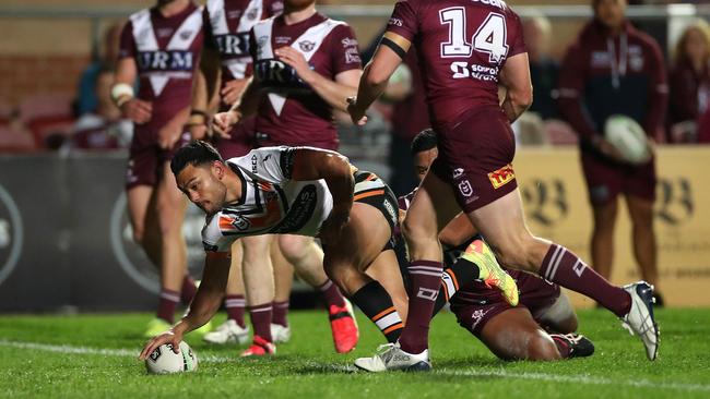 David Nofoaluma has been in great try scoring form this season. Picture: Getty Images.