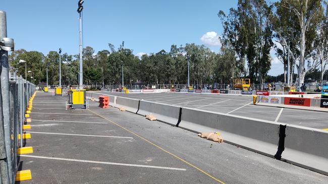 The Rare Spares Rockynats burnout pad at Callaghan Park Racecourse, on Reaney Street. Picture: Rodney Stevens