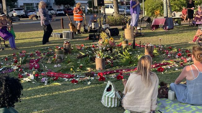 Flowers at the vigil.