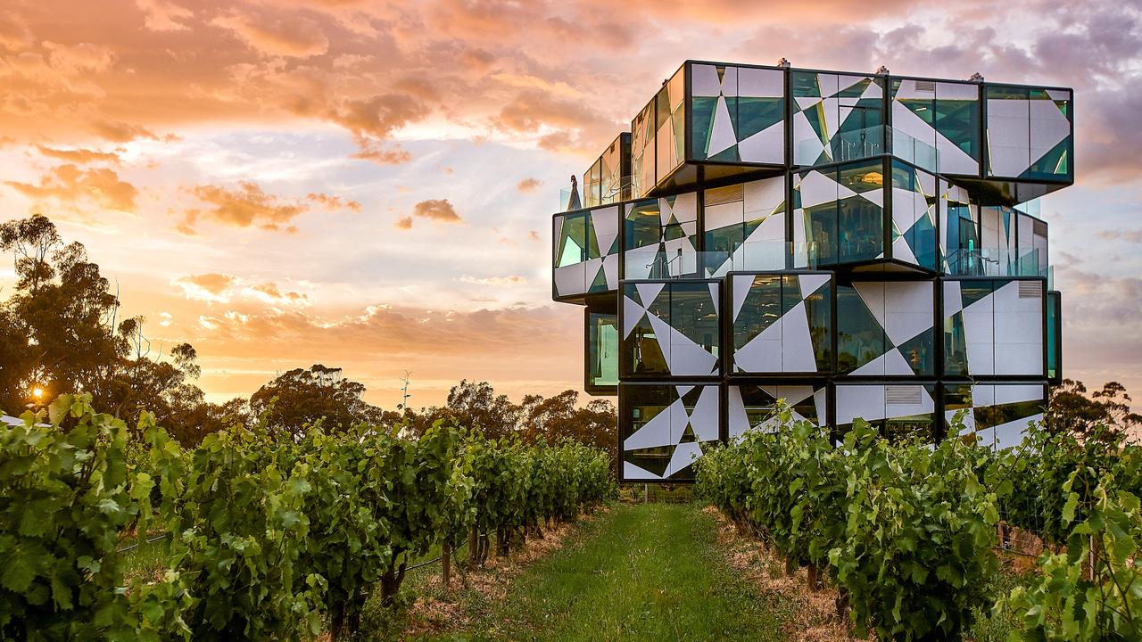 Blend your own wine at D'Arenberg Cube. Striking and modern in contrast to the rural backdrop of South Australia's McLaren Vale wine region.