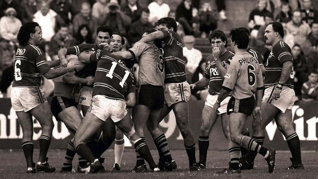 The Manly and Balmain on-field brawl at Leichhardt Oval in 1991.