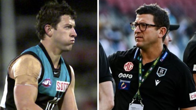 Port Adelaide's Josh Carr then and now.