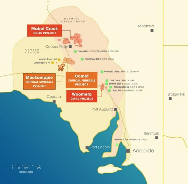 Petratherm’s projects in South Australia. Image: PTR