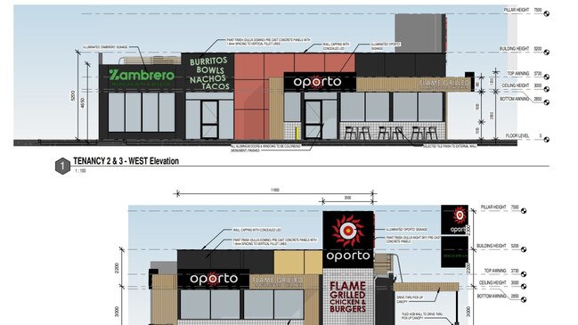 Plans for a new BCF store, and two fast food stores on the Princes Highway, Ulladulla.