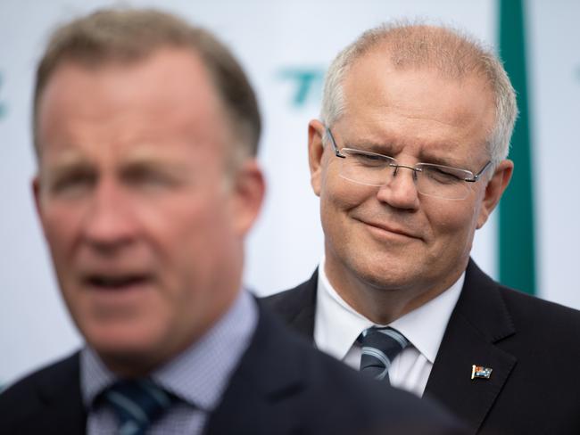 Australian Prime Minister Scott Morrison will fly into Hobart airport Sunday morning to sign the City Deal along with Tasmanian Premier Will Hodgman. Picture: Grant Wells/AAP