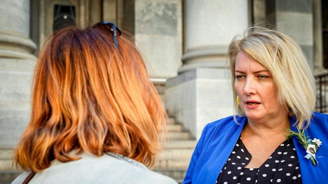 Greens MLC Tammy Franks at the International Workers Memorial Day Rally at Parliament House in April. Picture: Mike Burton