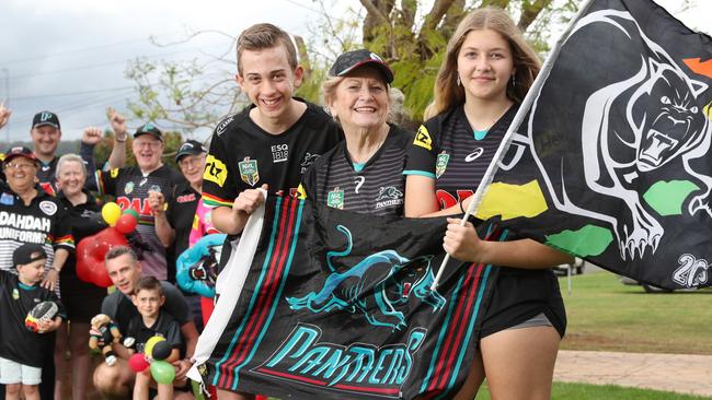 Elijah Craig, with his grandmother Cathy Craig and her granddaughter Kate Hahn. Picture: Richard Dobson