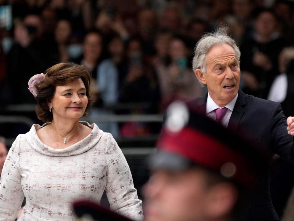 Tony Blair and his wife Cherie were among the first to arrive. Picture: AFP