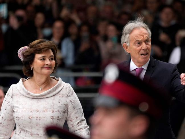 Tony Blair and his wife Cherie were among the first to arrive. Picture: AFP