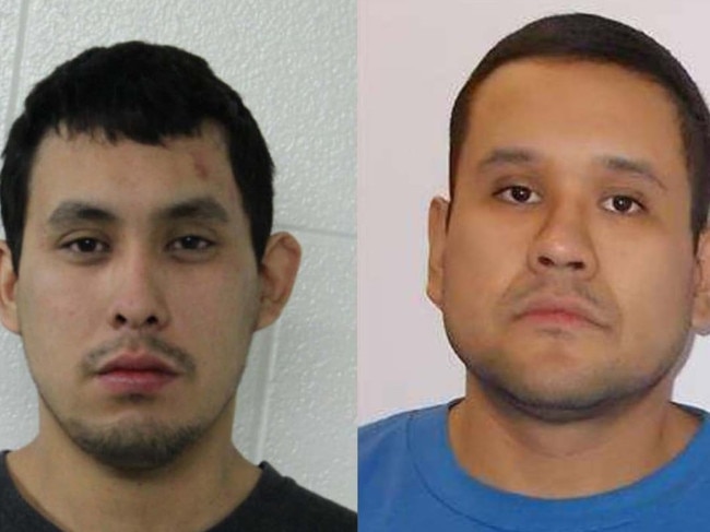 RCMP are searching for Damien Sanderson, left, and Myles Sanderson. Damien is described as five feet seven inches tall, about 155 pounds, with black hair and brown eyes. Police say Myles is six feet and one inch tall, about 240 pounds, with black hair and brown eyes. (RCMP)