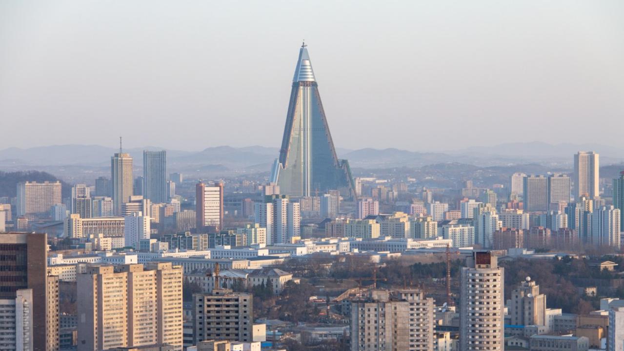 The Ryugyong Hotel in Pyongnag, North Korea. Picture: Getty Images.