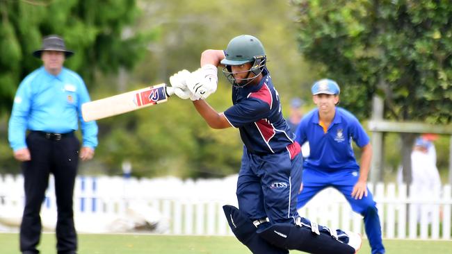 TSS batsman Dushyant Thaman GPS First XI cricket between TSS and ACGS Saturday February 1, 2025. Picture, John Gass