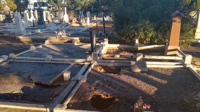 Holdfast Bay Council has said it will improve maintenance at the North Brighton Cemetery, which has broken graves and piles of dirt, after complaints from neighbours. Picture: Supplied