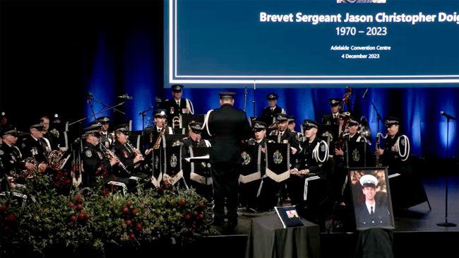 The funeral for Brevet Sergeant Jason Christopher Doig was held at the Adelaide Convention Centre. Picture: Supplied