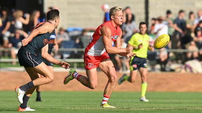 Isaac Heeney’s new midfield role was on full display in last week’s practice match against the Giants. Picture: Mark Jesser