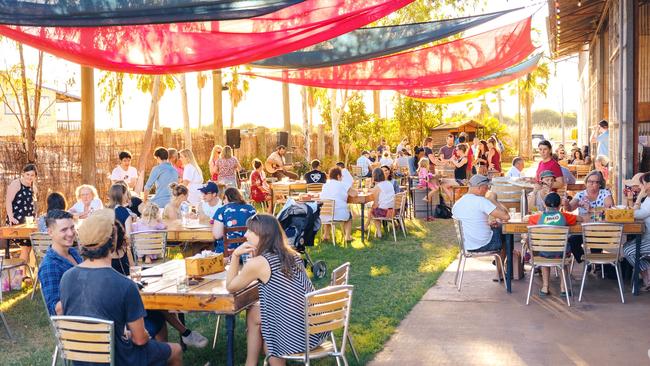 The popular Hoochery Beer Garden.