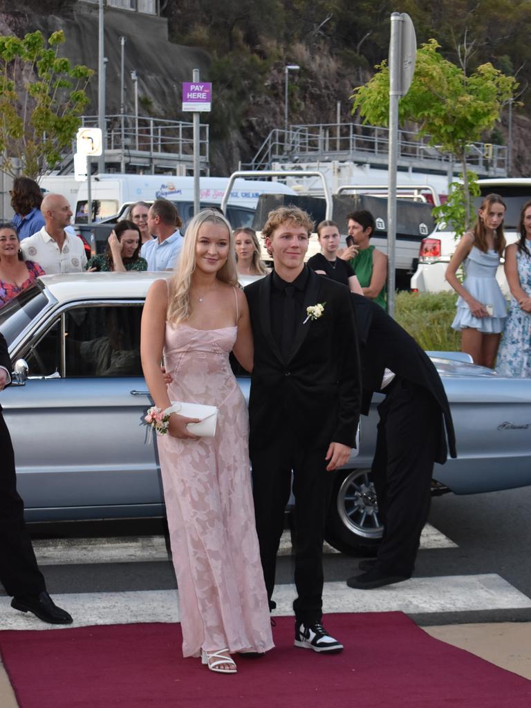 Corey Seibel and Laura Denmeade at the Proserpine State High School formal at Shute Harbour Marine Terminal on November 15, 2023. Photo: Zoe Devenport