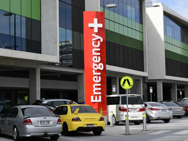 29.8.18- Ambulances are banked up in the emergency section of the Royal Adelaide Hospital. Picture: Bianca De Marchi