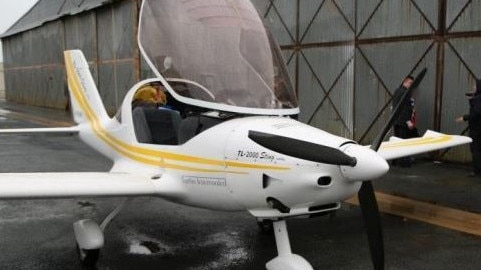 The drug-smuggling plane after it landed at Deniliquin airfield. Picture supplied by NSW Police.