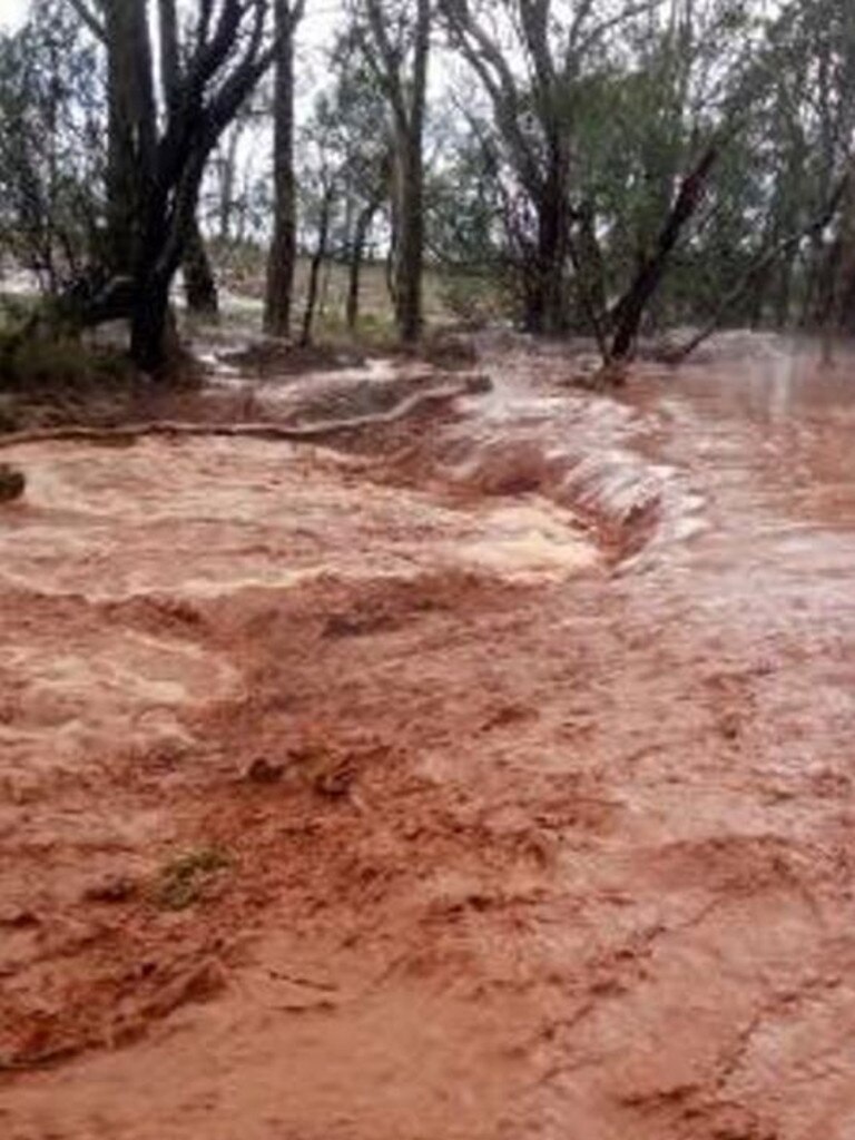 Water over the Kingaroy-Cooyar Road. Picture: Harley Cash