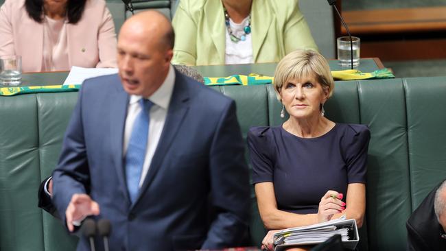 Home Affairs Minister Peter Dutton with Julie Bishop