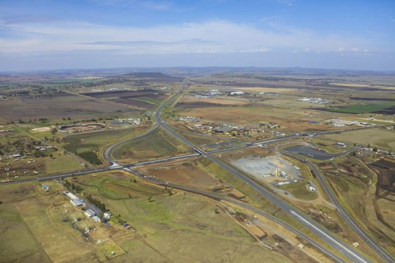 Photos of the TSRC progress. Warrego Hwy west interchange as at November 2018. Picture: Above Photography PTY LTD