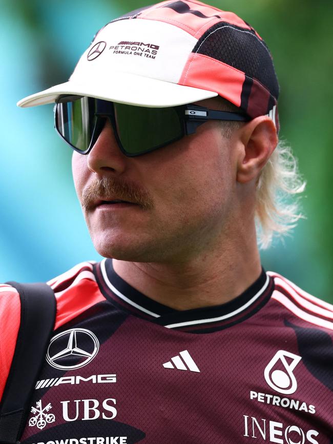 Valtteri Bottas rocking his mo ahead of the F1 Miami Grand Prix. Picture: Clive Rose, Getty Images/AFP