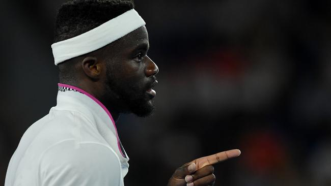 Frances Tiafoe played some brilliant tennis in Adelaide on Wednesday night but faded at the finish. Picture: AAP