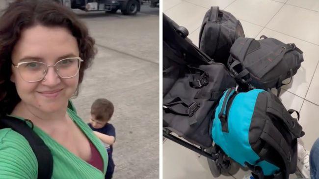 The mum saves money by only taking carry on luggage when she travels with the family. Images: Caters