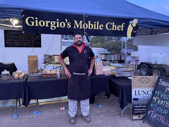 Giorgio's Mobile Chef owner Jason Costanzo at his food stall at the Snowflakes in Stanthorpe 2021 festival. Photo: Madison Mifsud-Ure / Stanthorpe Border Post