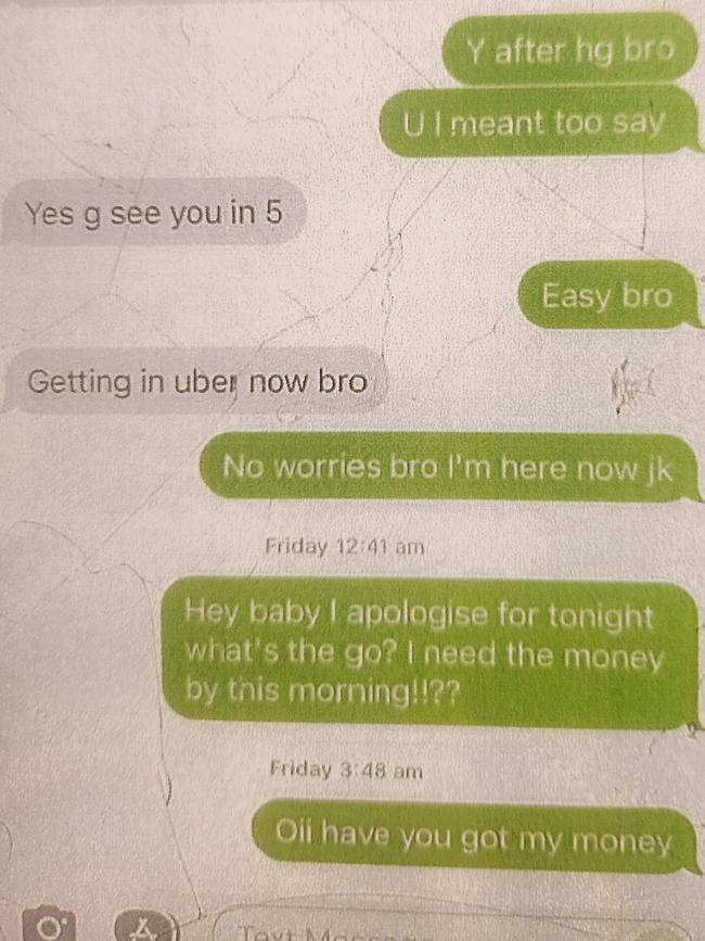 More text messages sent by Reynolds. Photo: Court SA