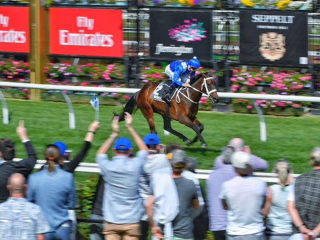 Winx wins at Turnbull Stakes Flemmigton. Picture: Jason Edwards