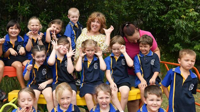 MY FIRST YEAR: Funny faces. Gympie South State School Preps. Picture: Patrick Woods.