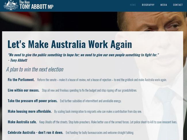 Tony Abbott has outlined a six point plan to "make Australia work again".