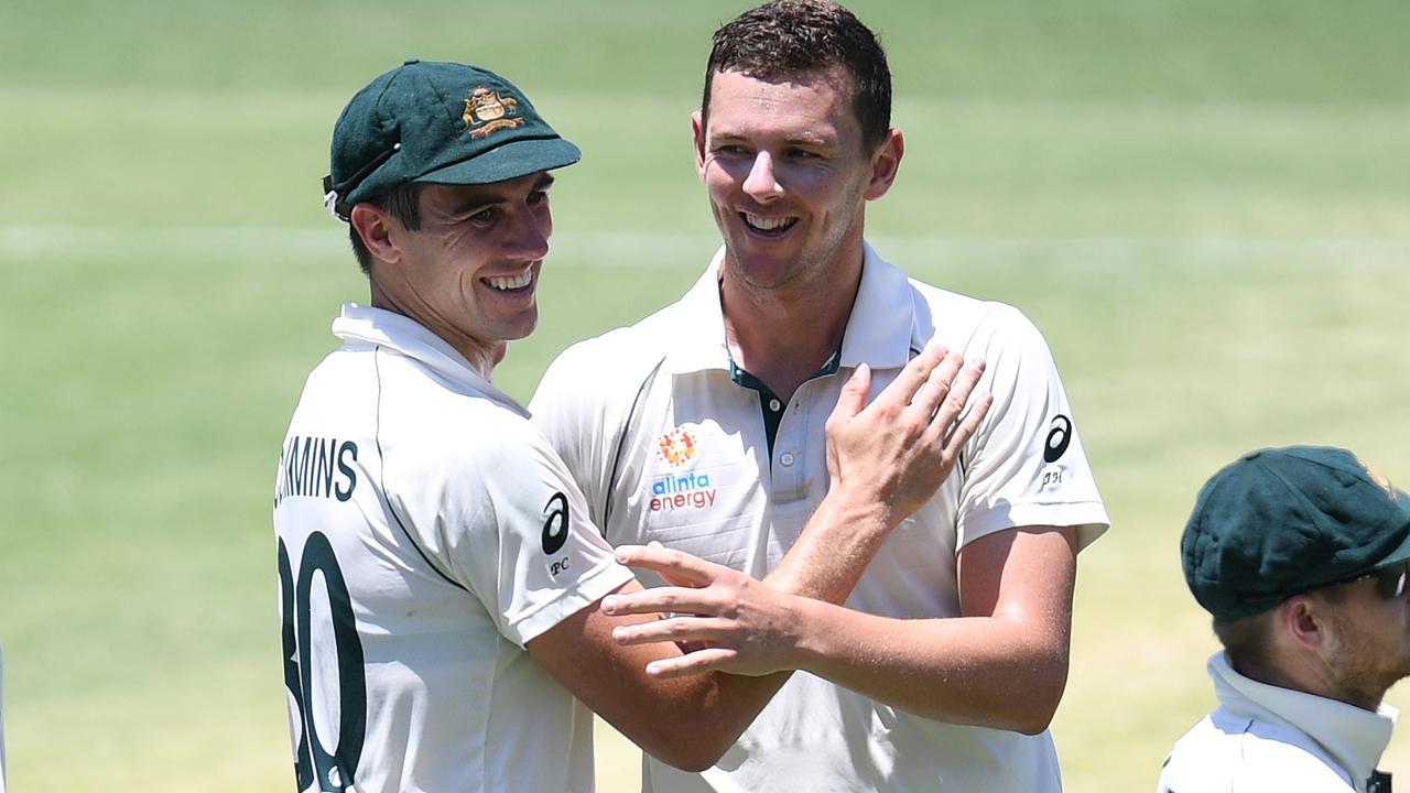 Warnie says Pat Cummins and Josh Hazlewood are Australia’s best bats. Picture: AAP