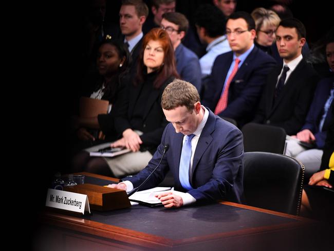 Mark Zuckerberg testifies before a US Senate Judiciary Committee in April. Picture: AFP/Jim Watson