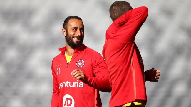 Tarek Elrich at a Western Sydney Wanderers training session at Bankwest Stadium.