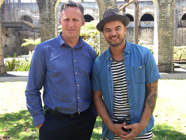 Manager Titus Day with former client Guy Sebastian. Picture: Supplied