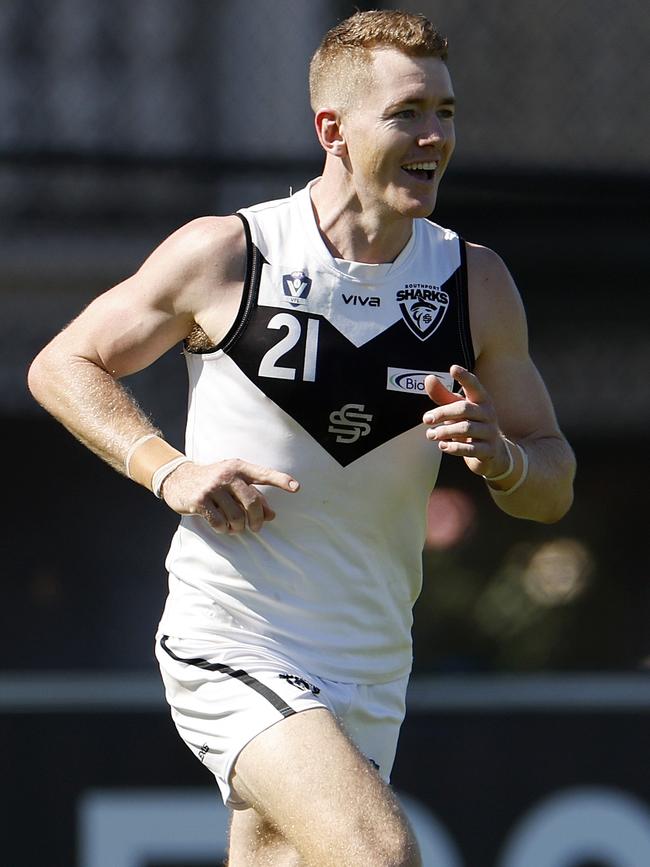 Jacob Townsend kicked three goals against his former side. (Photo by Jonathan DiMaggio/AFL Photos/via Getty Images)