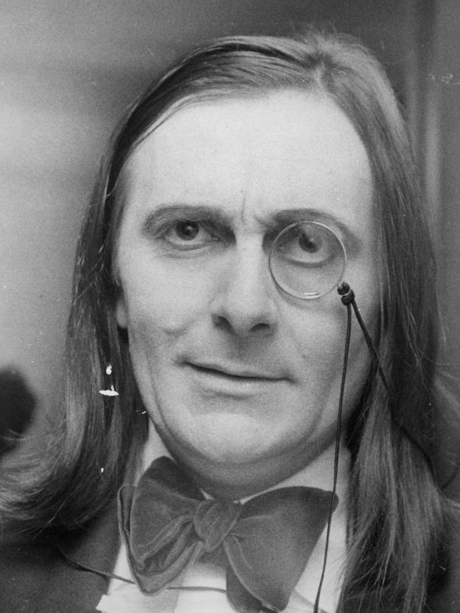 Barry Humphries, with monocle