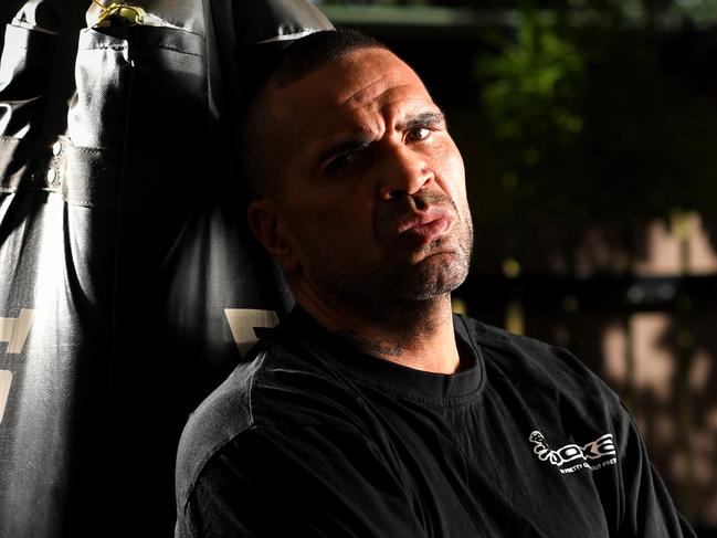 Anthony Mundine at the launch of the Mundine: Mindset of a Champ tour which starts in Darwin. Multiple world boxing champion Anthony Mundine will tour the Territory with Darwin basketball coach Timmy Duggan inspiring at-risk youth. Picture: Che Chorley