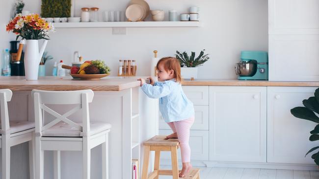 The kitchen bench has become a multi-use area.