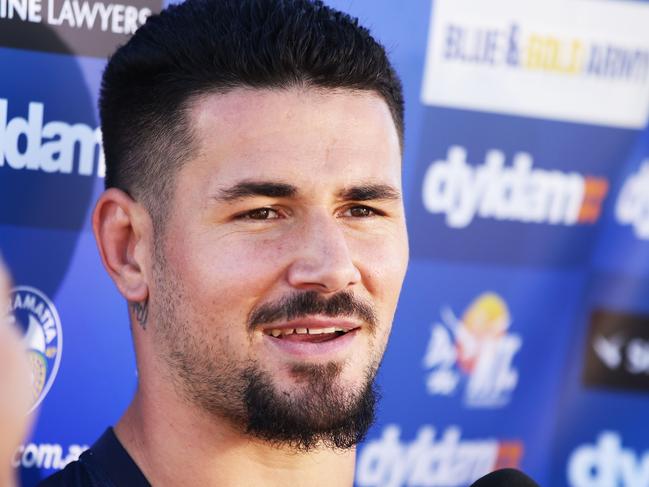 SYDNEY, AUSTRALIA - MAY 10: Nathan Peats speaks to the media during a Parramatta Eels NRL Media Opportunity at the Eels Training Centre on May 10, 2016 in Sydney, Australia. (Photo by Matt King/Getty Images)