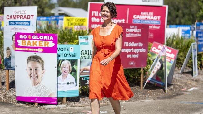 ALP candidate Kaylee Campradt out speaking with voters during the by-election campaign. (AAP Image/Glenn Hunt)