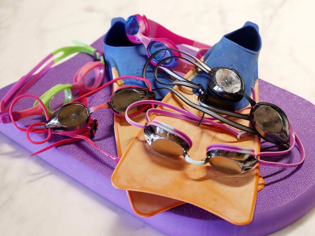 Warner’s three girls love the water just as much as their mum, so the goggles get a daily workout. Picture: Jonathan Ng