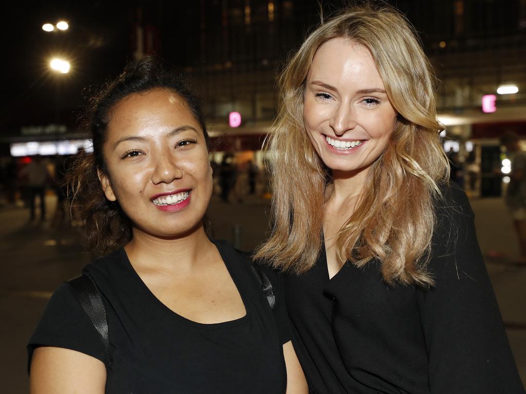 Nemita Meharjan and Imogen Hunn at Horn-Mundine at Suncorp Stadium. Picture: Josh Woning/AAP